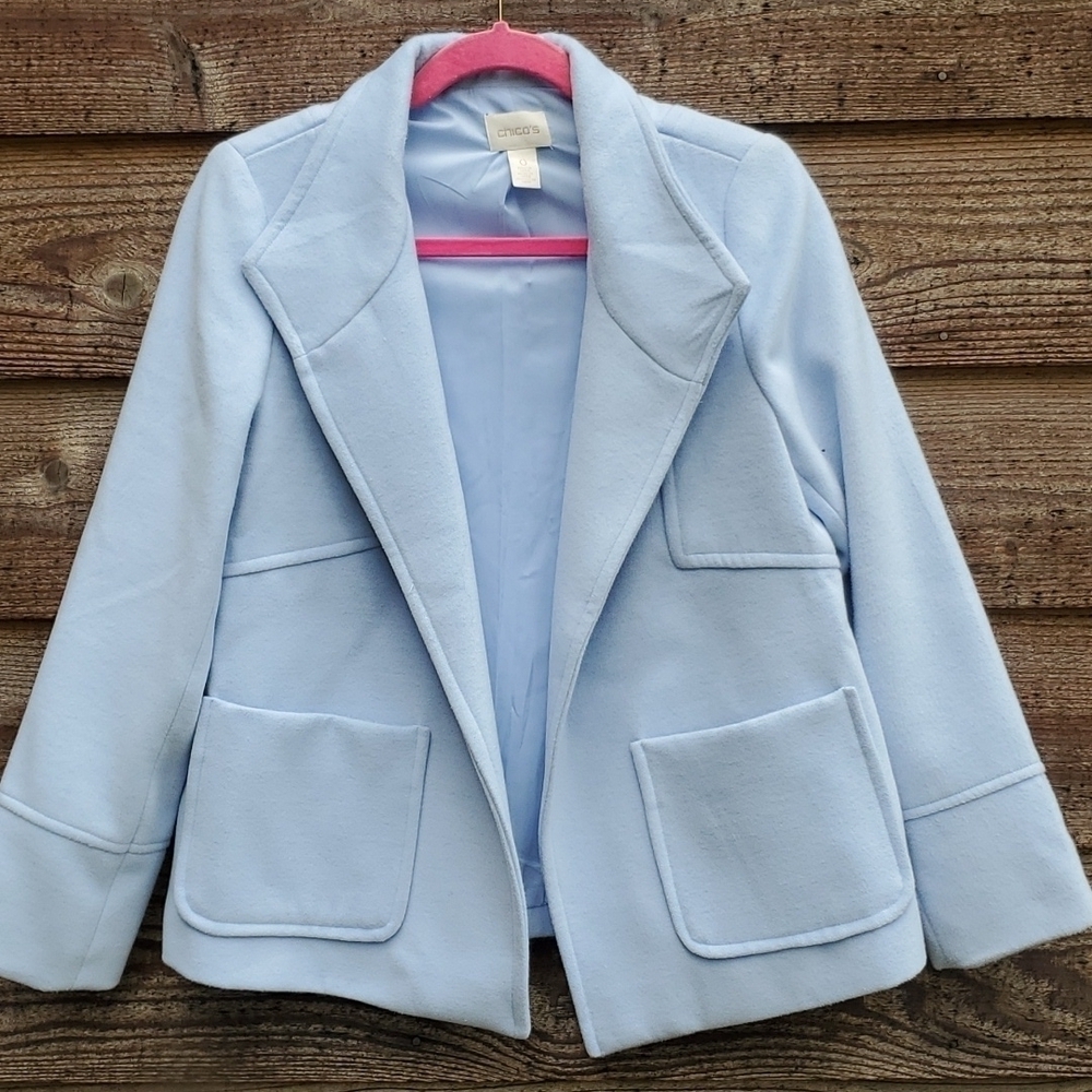 Chicos light blue Blazer Jacket size 0 excellent condition lined